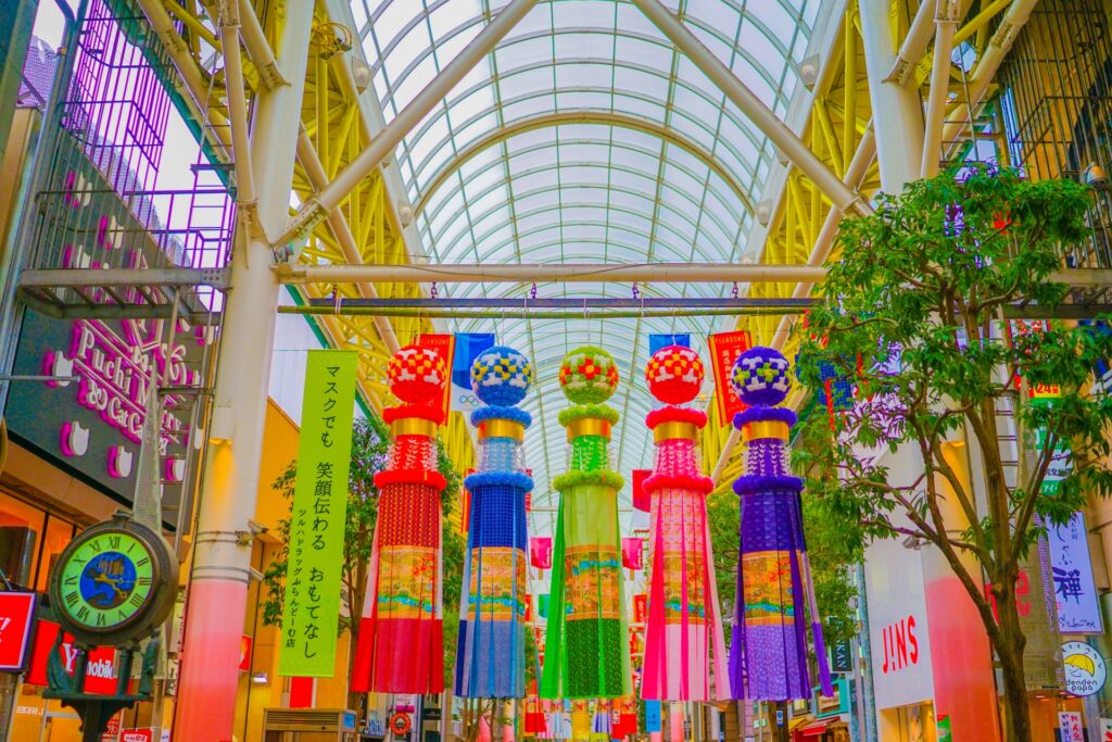 Trang trí lễ hội Tanabata Sendai Nhật Bản