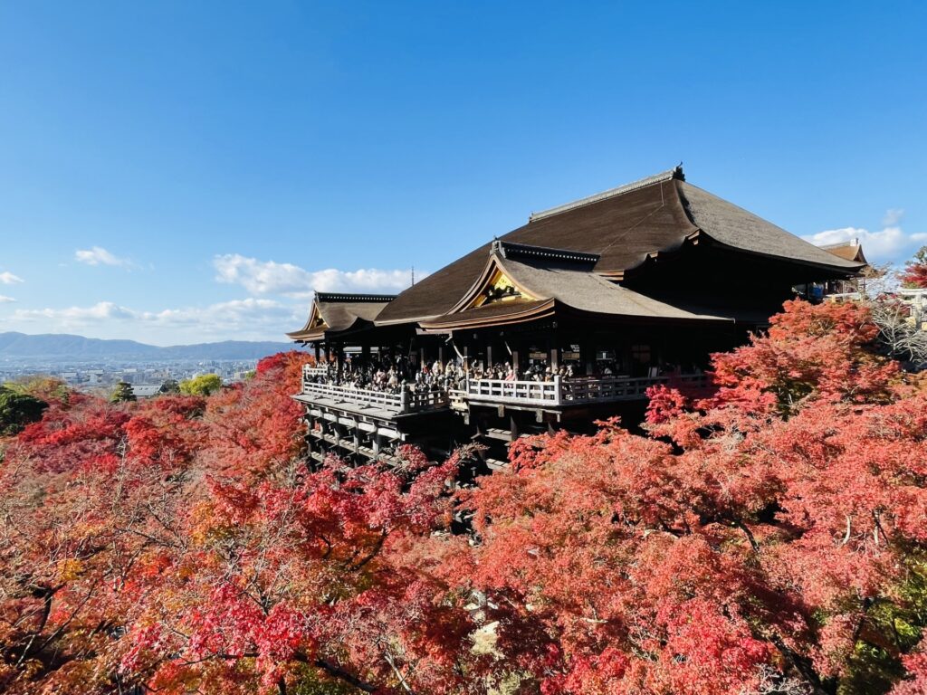 Sân chính Kiyomizu và lá đỏ