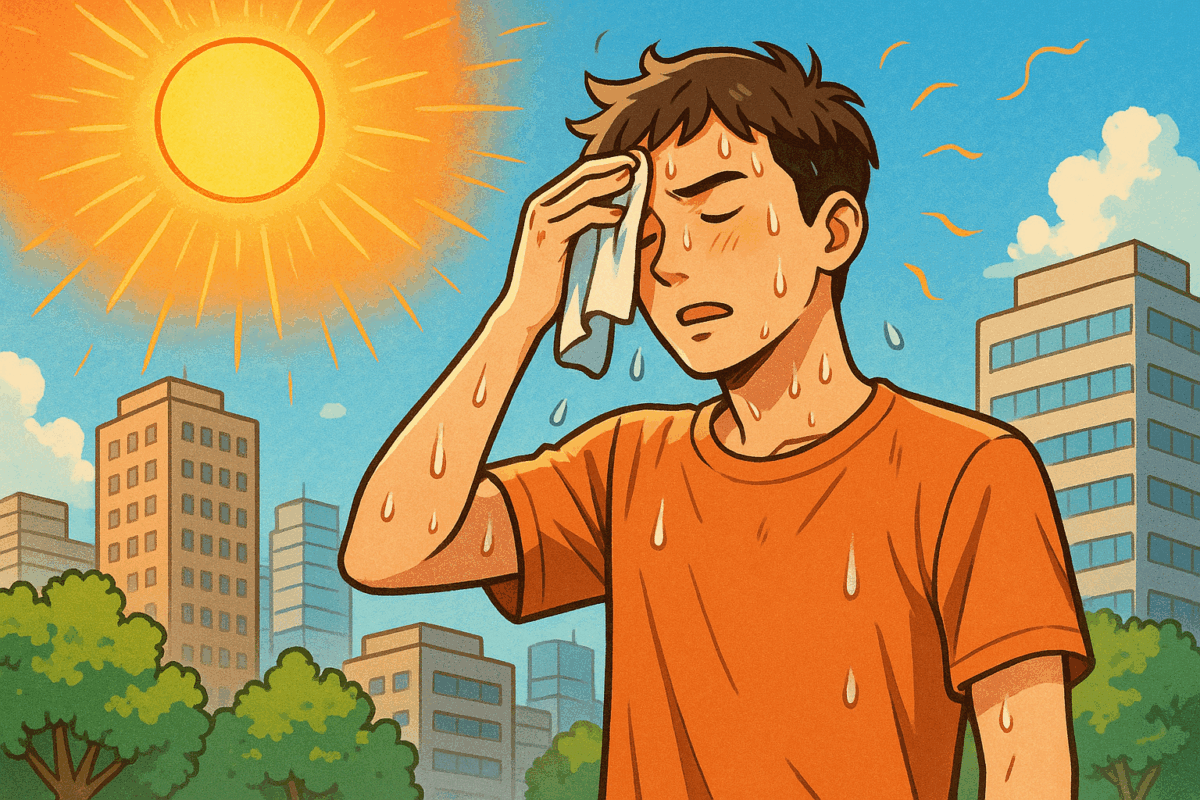 Đàn ông đổ mồ hôi mùa hè